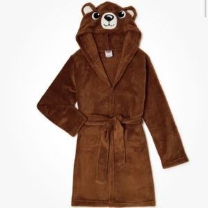 Brown Bear Plush Hooded Robe XS (4-5) NEW